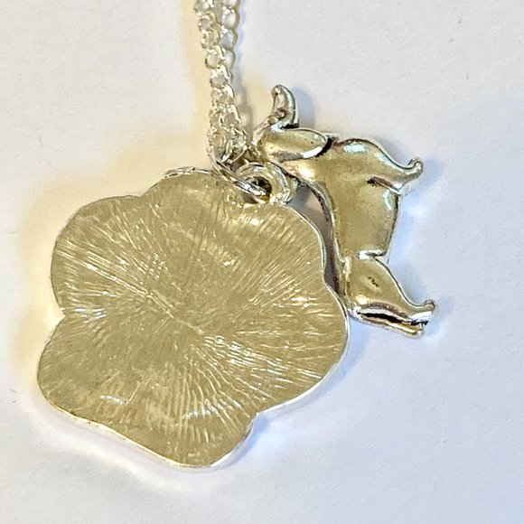 Dachshund Dog Paw Print Necklace Doxie 24" Chain Silver Plated Red Enamel - Picture 5 of 10